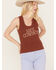 Image #3 - White Crow Women's Hey Cowboy Ribbed Graphic Tank, Rust Copper, hi-res