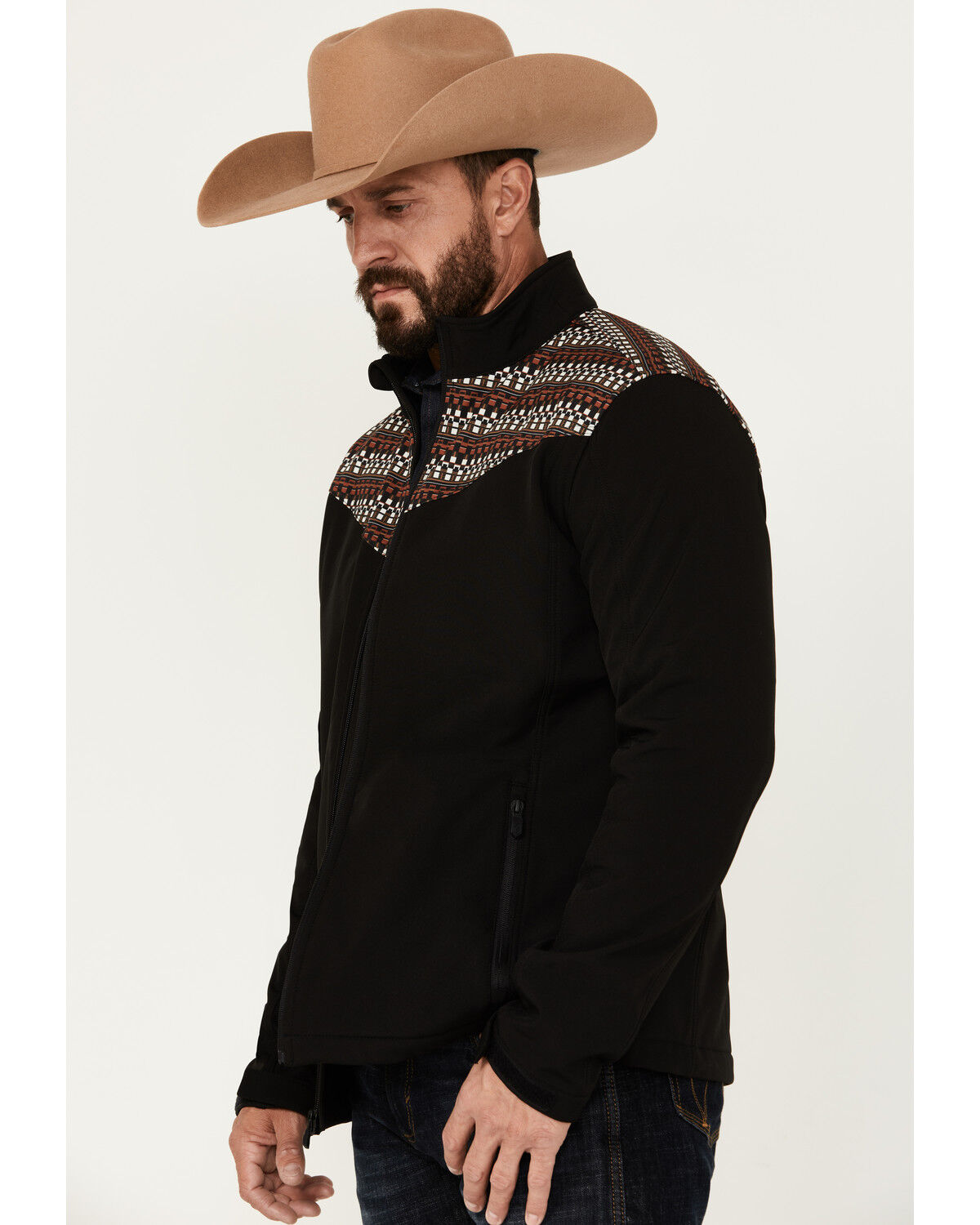 Image #3 - RANK 45® Men's Geo Print Yoke Softshell Jacket, Black, hi-res
