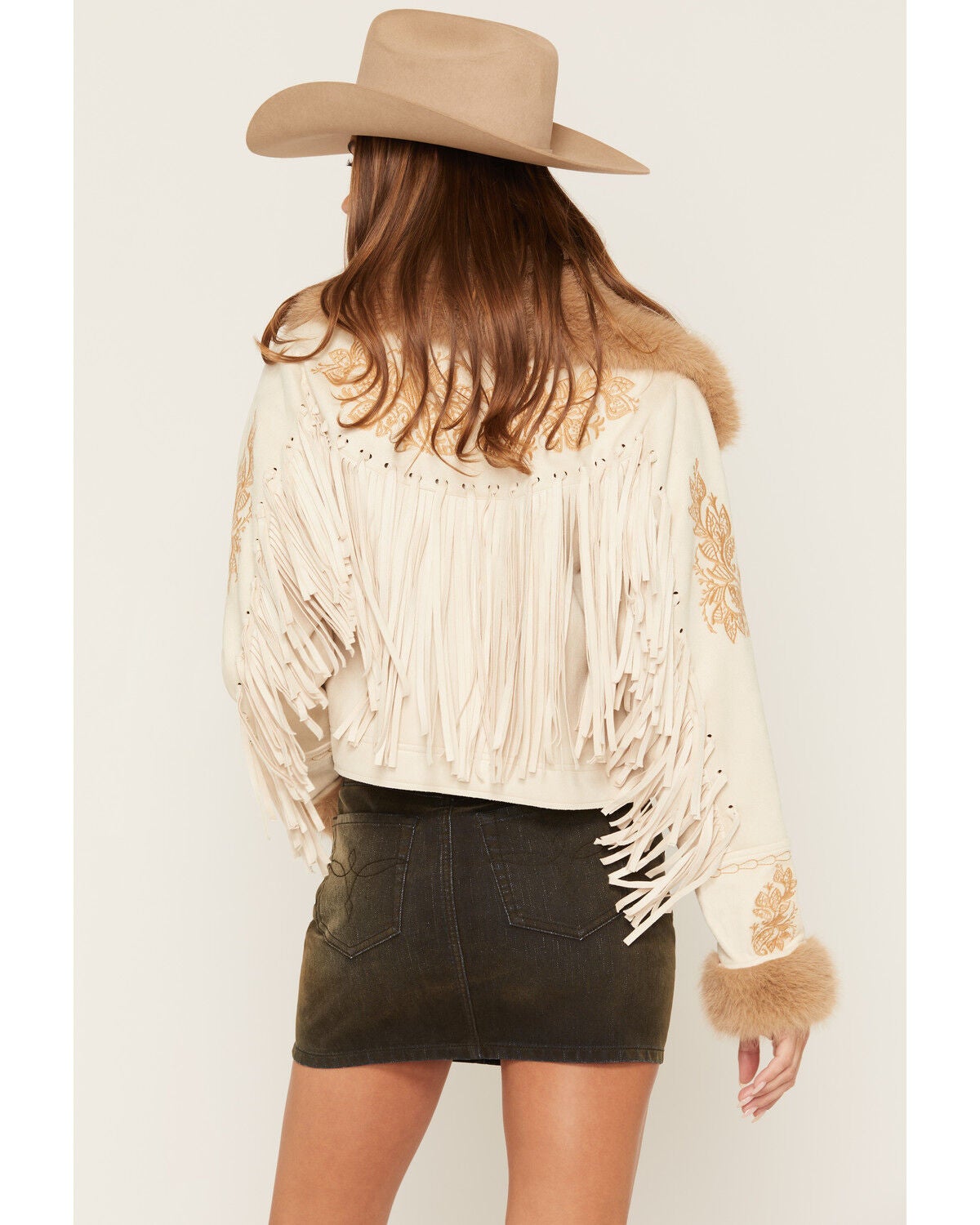 Image #4 - Shyanne Women's Merritt Embroidered Faux Suede Jacket, Beige, hi-res