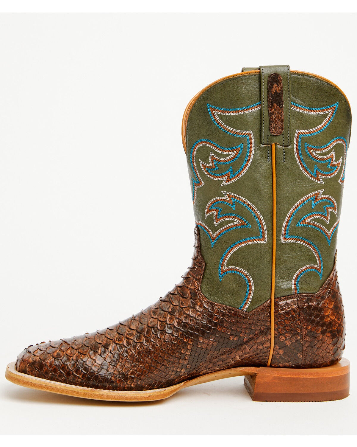 Image #2 - Dan Post Men's Exotic Python Belly Western Boots - Broad Square Toe, Brown, hi-res