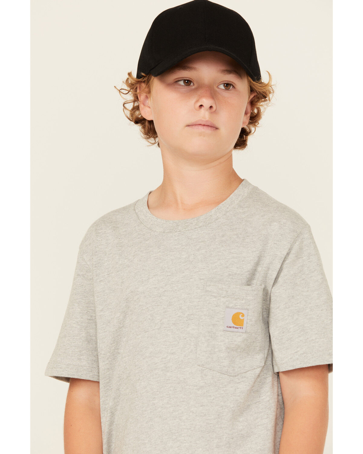 Image #2 - Carhartt Boys' Solid Short Sleeve Pocket T-Shirt, Grey, hi-res