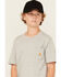 Image #2 - Carhartt Boys' Solid Short Sleeve Pocket T-Shirt, Grey, hi-res