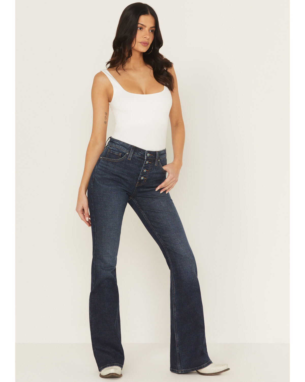 Image #1 - Shyanne Women's Luna High Rise Bootcut Stretch Denim Jeans, Dark Wash, hi-res