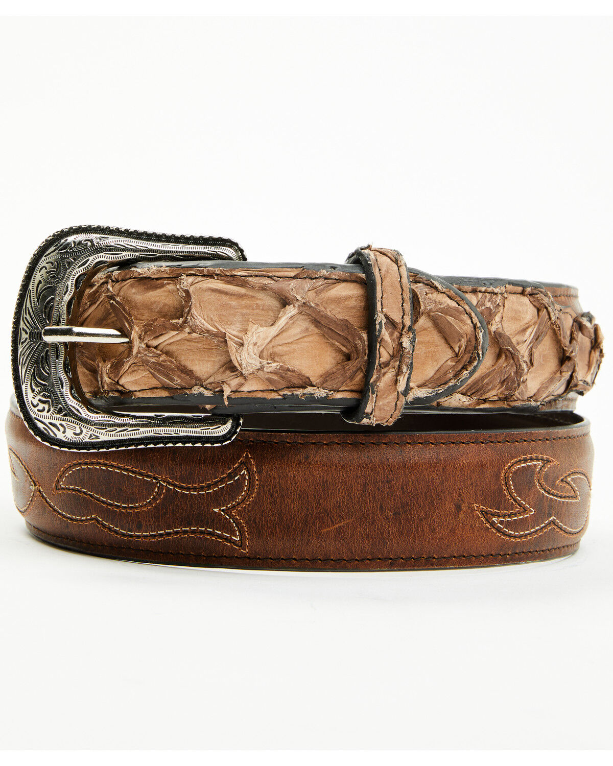 Image #1 - Cody James Men's Charutto Exotic Pirarucu Billet Belt, Brown, hi-res