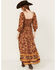 Image #4 - Angie Women's Border Print Long Sleeve Maxi Dress, Brown, hi-res
