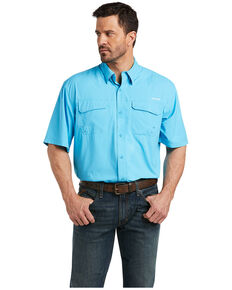 Ariat Men's Outbound Tek Short Sleeve Button-Down Western Shirt , Blue, hi-res