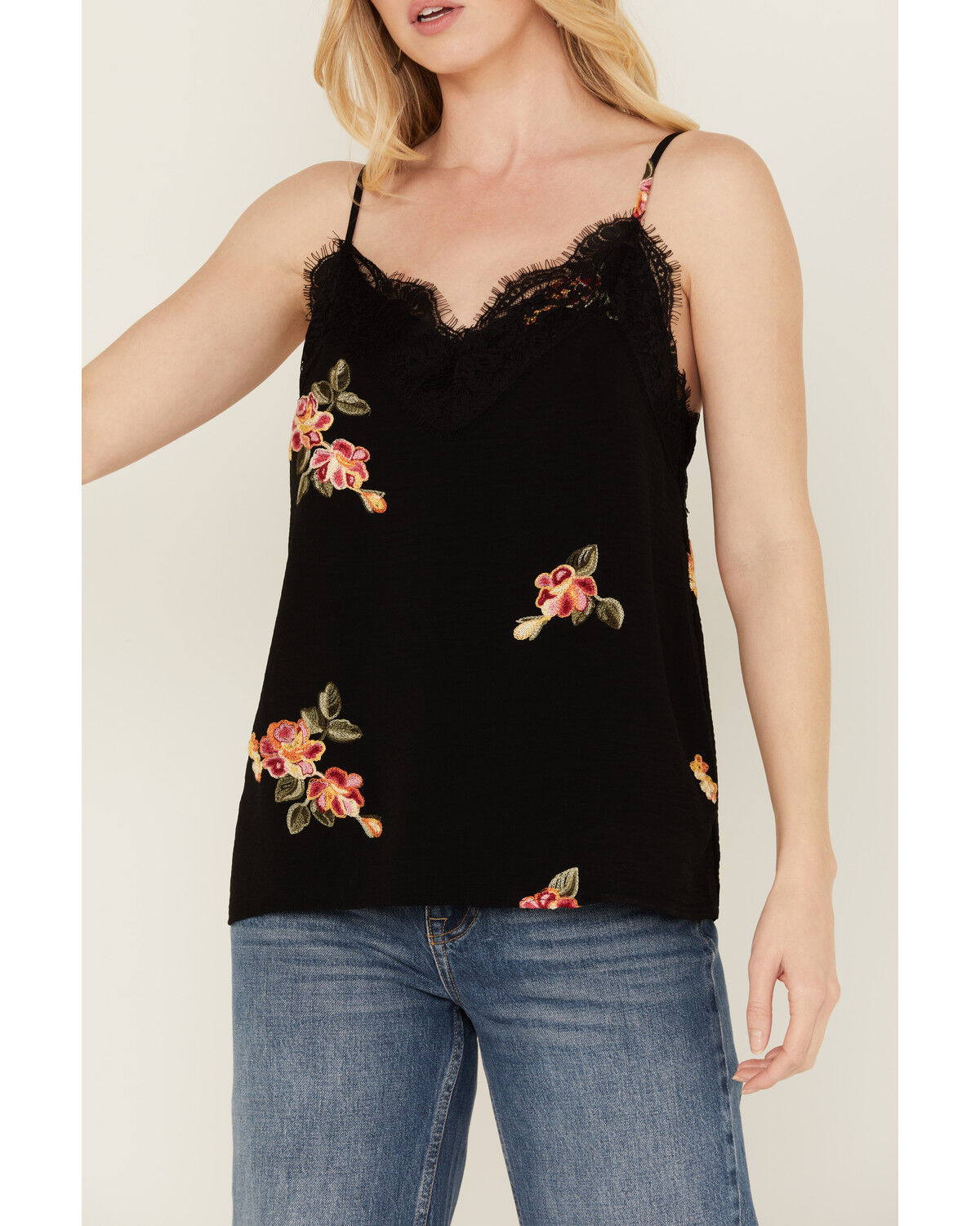 Image #3 - Wild Moss Women's Embroidered Cami, Black, hi-res
