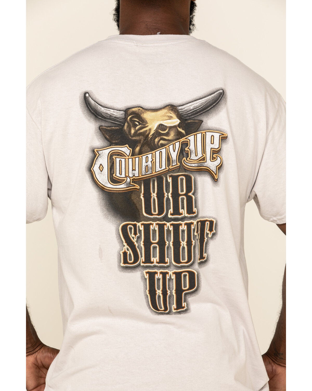 Cowboy Up Men's Cowboy Up or Shut Up Short Sleeve Graphic T-Shirt, Grey, hi-res