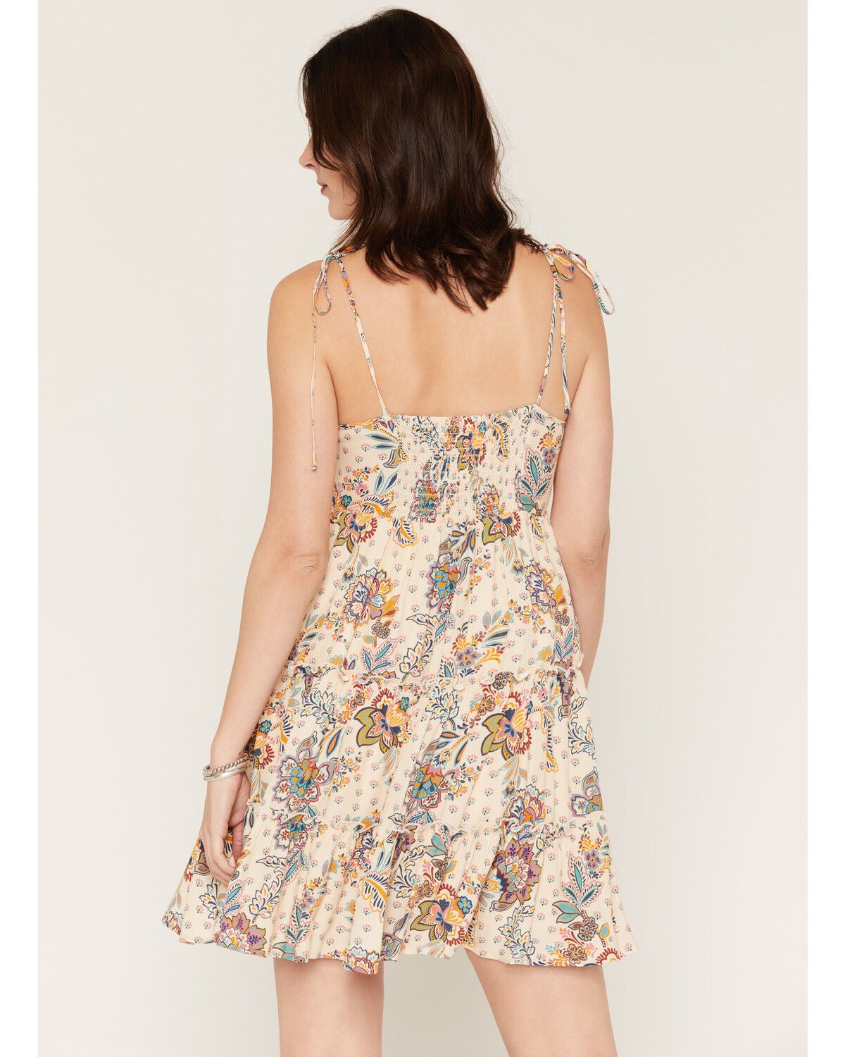Image #4 - Shyanne Women's Leon Floral Print Mini Dress, Beige, hi-res