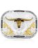 Image #1 - Montana Silversmiths Class Act Two Tone Belt Buckle with Longhorn, Silver, hi-res