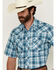 Image #2 - Wrangler Retro Men's Plaid Print Short Sleeve Snap Western Shirt, Turquoise, hi-res