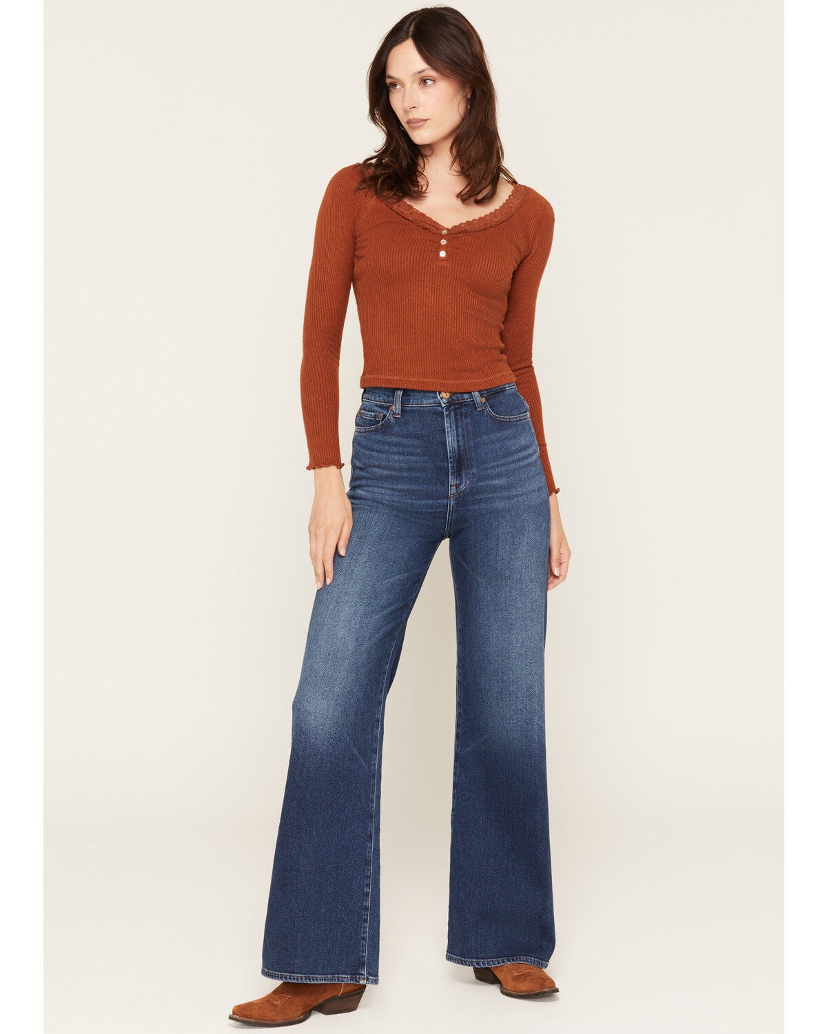 Image #3 - 7 For All Mankind Women's Blueleaf Dark Wash Ultra High Rise 32" Jo Bootcut Stretch Denim Jeans, Dark Wash, hi-res