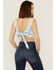 Image #4 - Z&L Women's Delphi Print Smocked Tie Back Sleeveless Crop Top, White, hi-res