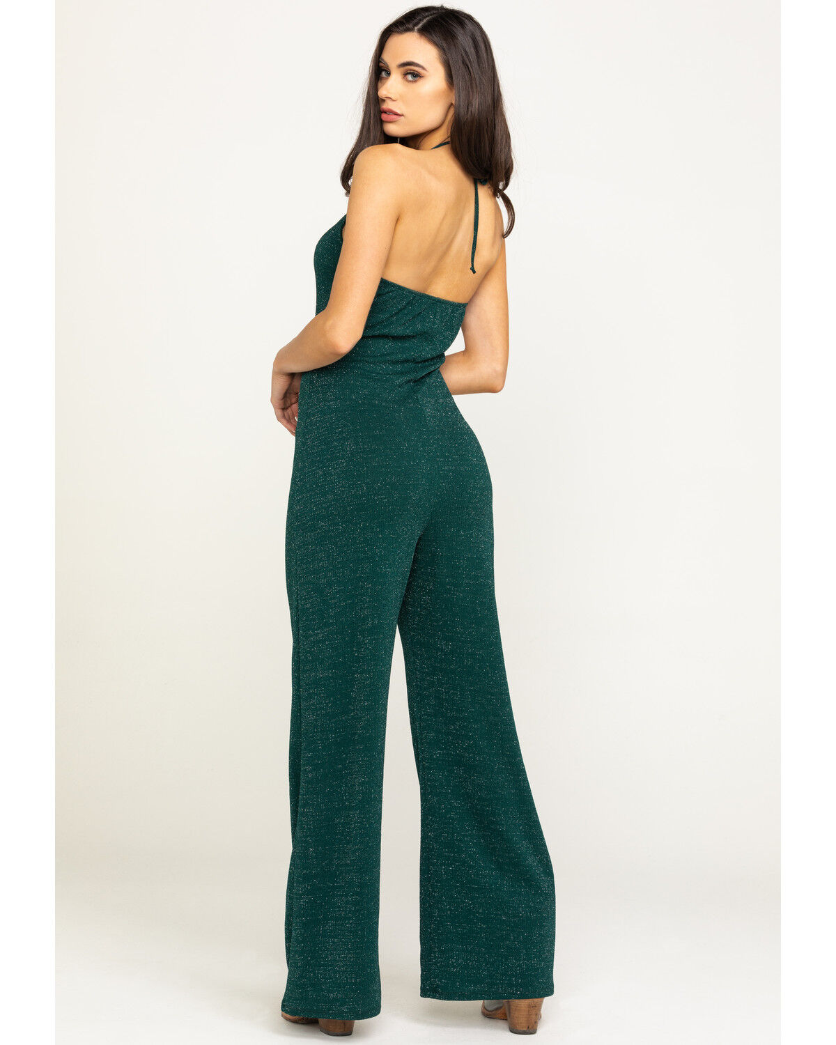 green metallic jumpsuit