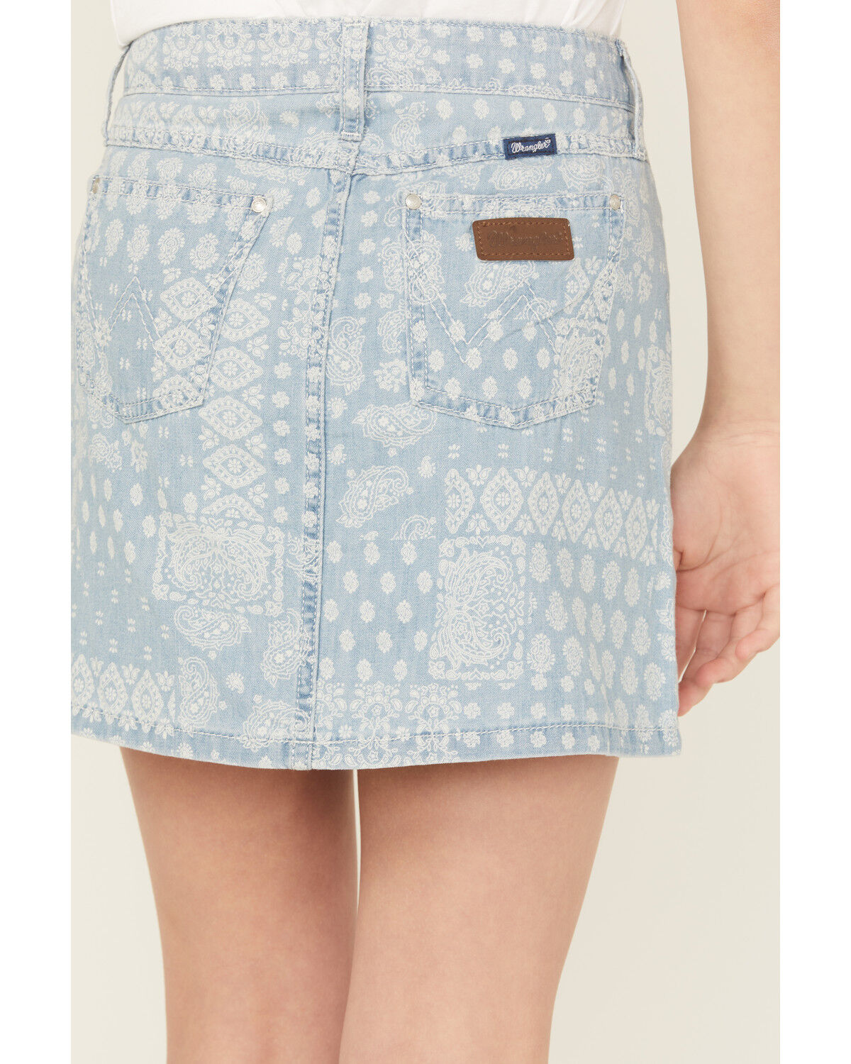 Image #4 - Wrangler Girls' Bandana Print Denim Skirt, Blue, hi-res