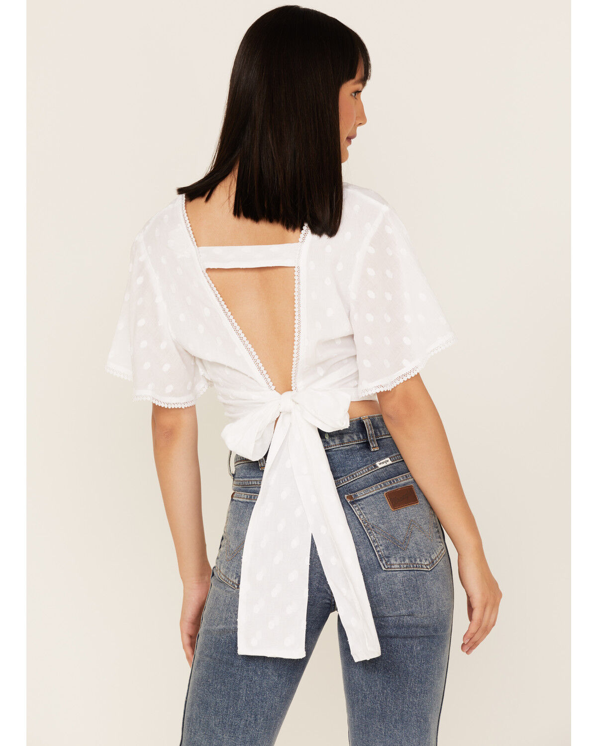 Image #4 - Talisman Women's Venus Swiss Dot Crop Top, White, hi-res