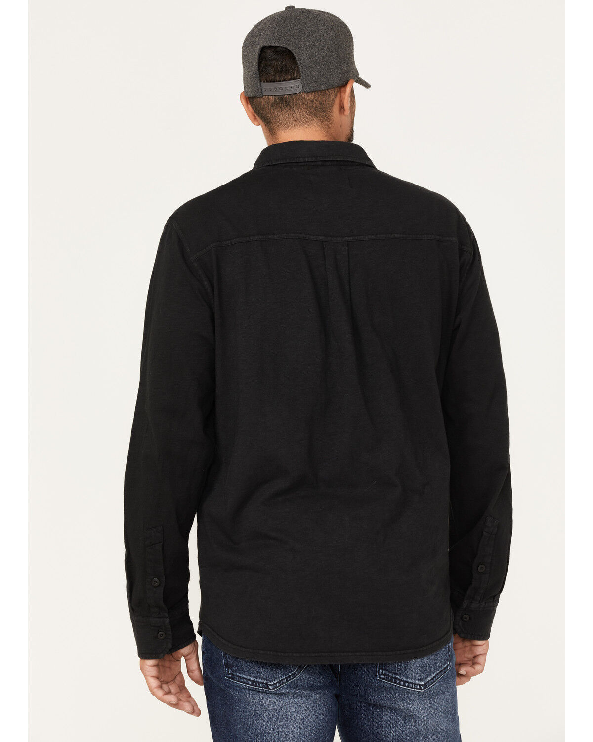 Image #4 - Brothers and Sons Men's Solid Pigment Slub Button Down Western Shirt, Black, hi-res