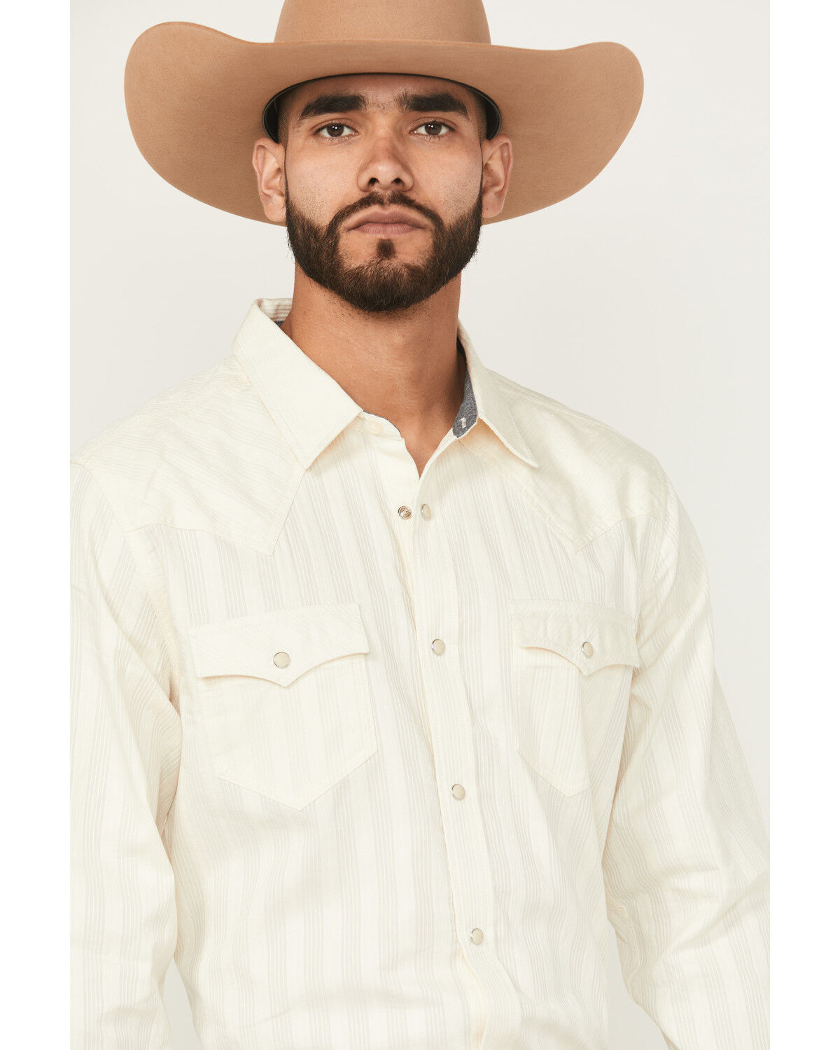 Image #2 - Cody James Men's Rustic Range Tonal Striped Long Sleeve Snap Western Shirt, Cream, hi-res