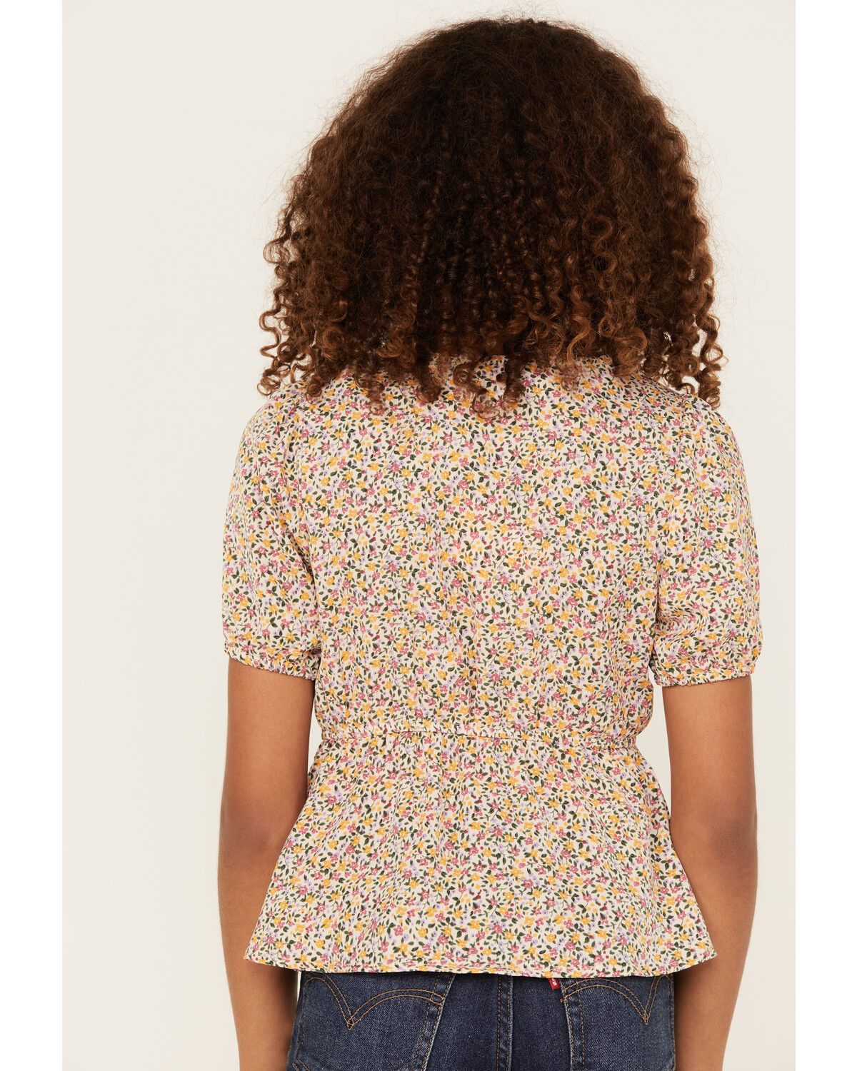 Image #4 - Hayden LA Girls' Ditsy Floral Print Puff Sleeve Top, Blush, hi-res