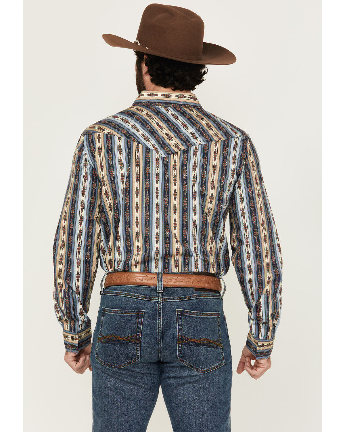 Image #4 - Gibson Trading Co Men's Sand Stone Wallpaper Striped Long Sleeve Snap Western Shirt, Multi, hi-res