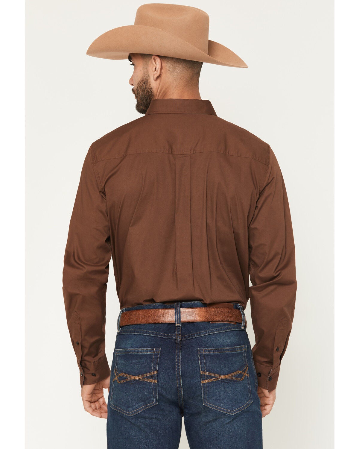 Image #4 - RANK 45&reg; Men's Olympic Southwestern Border Long Sleeve Button-Down Stretch Western Shirt, Brown, hi-res
