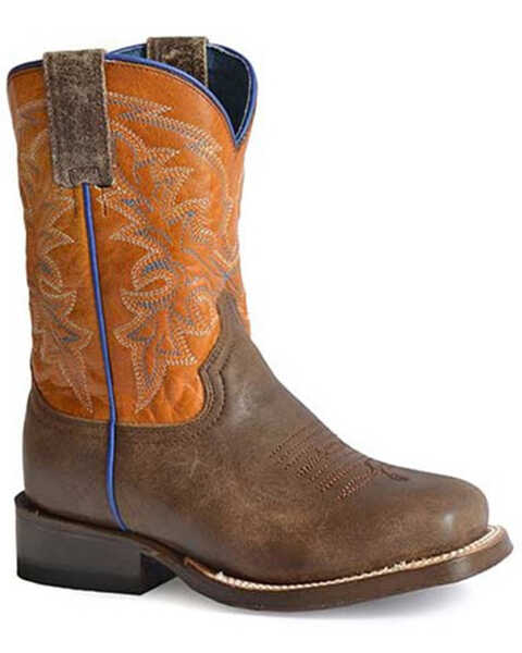 Roper Boys' Colt Western Boots - Broad Square Toe, Brown, hi-res