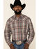 Image #1 - Stetson Men's Gray Adobe Large Plaid Long Sleeve Western Shirt, Grey, hi-res