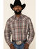 Stetson Men's Grey Adobe Large Plaid Long Sleeve Western Shirt , Grey, hi-res
