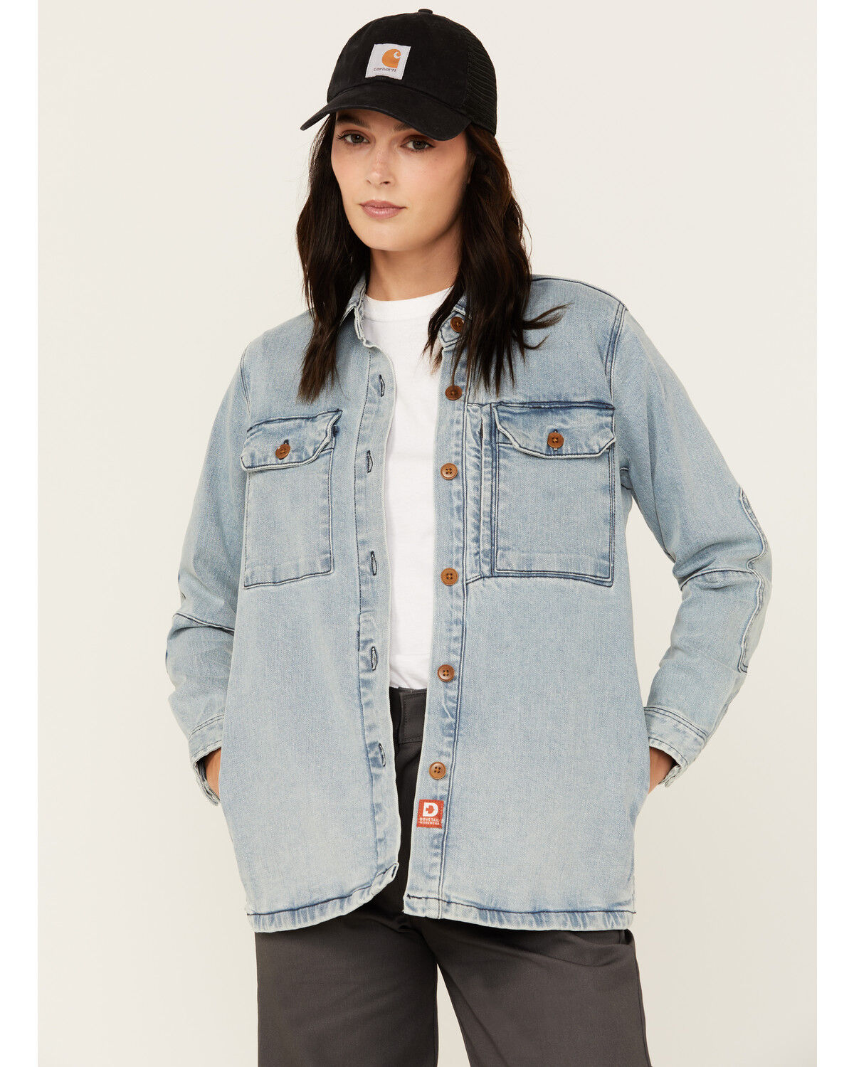 Image #1 - Dovetail Workwear Women's Oahe Work Jacket, Medium Wash, hi-res