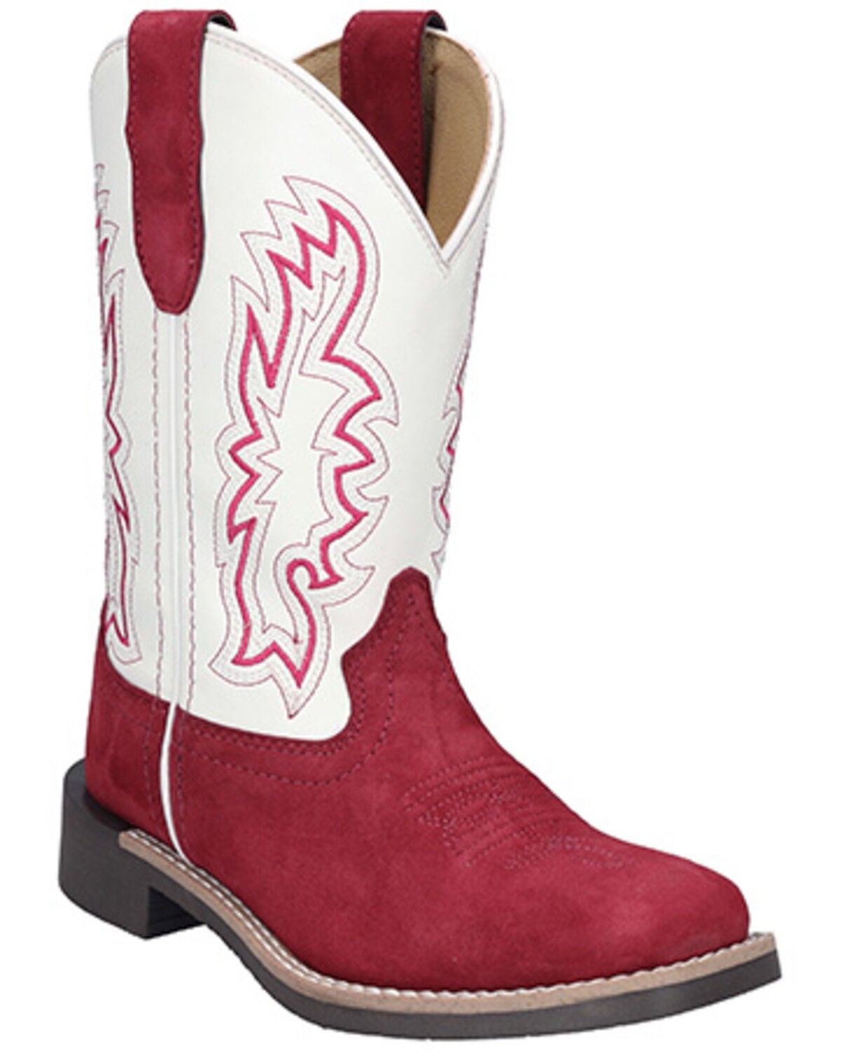 Image #1 - Smoky Mountain Little Girls' Cassidy Western Boots - Broad Square Toe, Red, hi-res