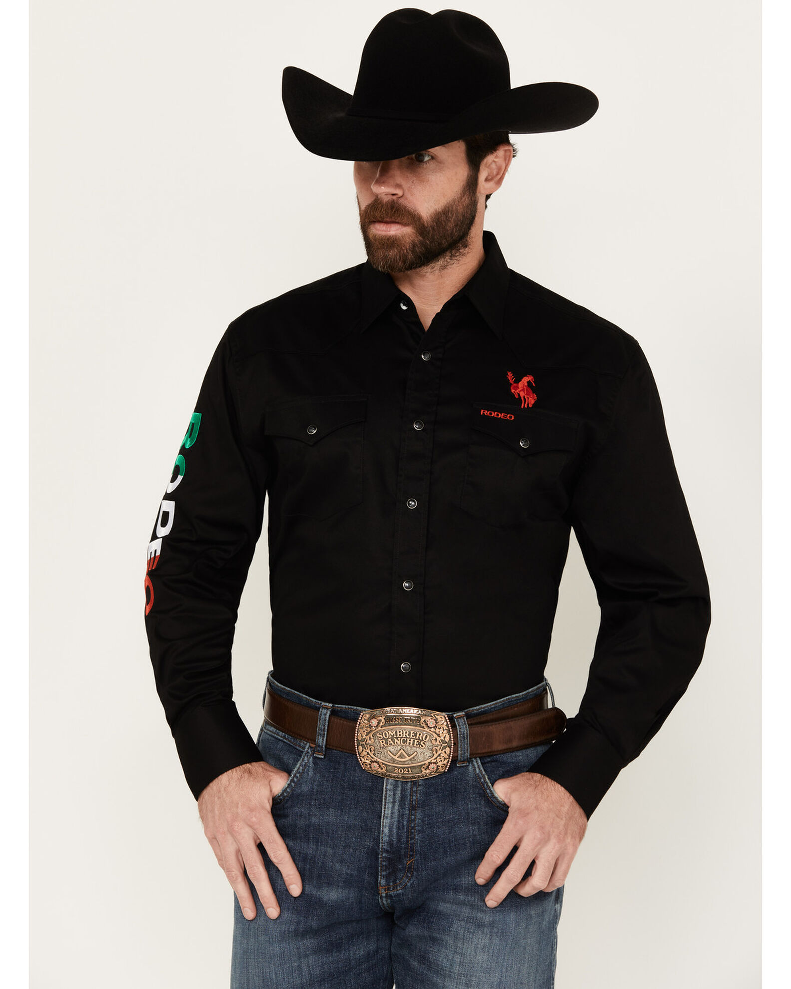 Rodeo Clothing Men s Mexico Bronco Long Sleeve Snap Western Shirt Country Outfitter