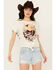 Image #1 - Shyanne Women's Tie-Front Short Sleeve Graphic Tee, Cream, hi-res