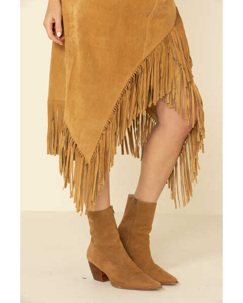 Scully Women's Suede Leather Fringe Skirt, Tan, hi-res