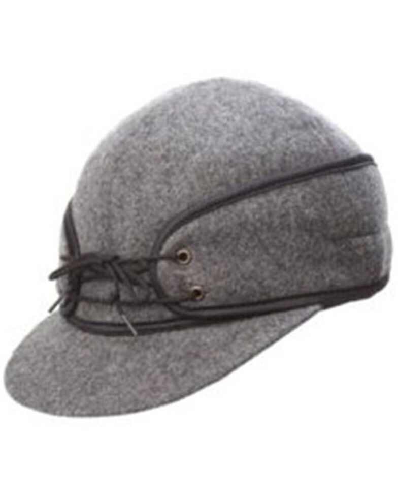 Crown Cap Men's Charcoal Wool Railroad Work Hat , Charcoal, hi-res