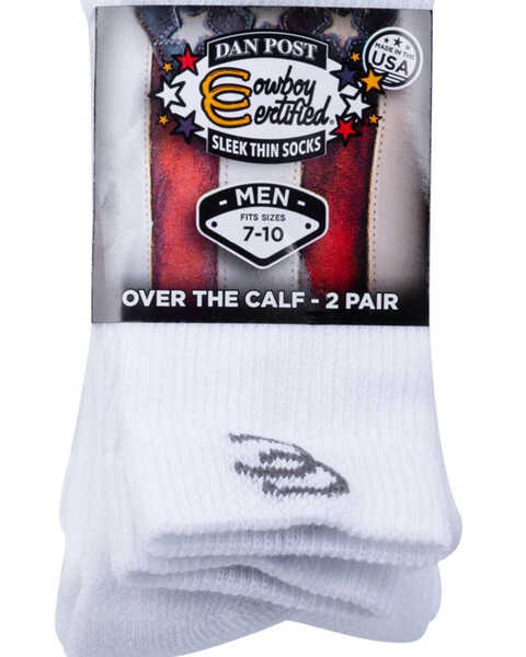 Dan Post Men's Lites OTC White Socks - Size 7 to 10, White, hi-res