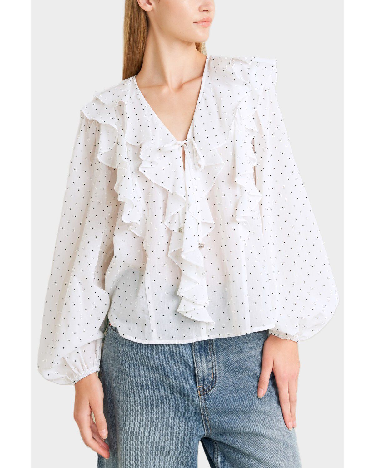 Image #1 - Flying Tomato Women's Made of Dreams Polka Dot Woven Top, White, hi-res