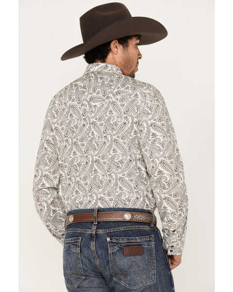 Image #4 - Moonshine Spirit Men's Goleta Paisley Print Long Sleeve Snap Western Shirt, Ivory, hi-res