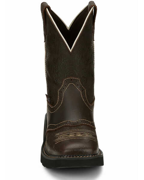 Image #5 - Justin Women's Mandra Brown Western Boots - Square Toe, Dark Brown, hi-res