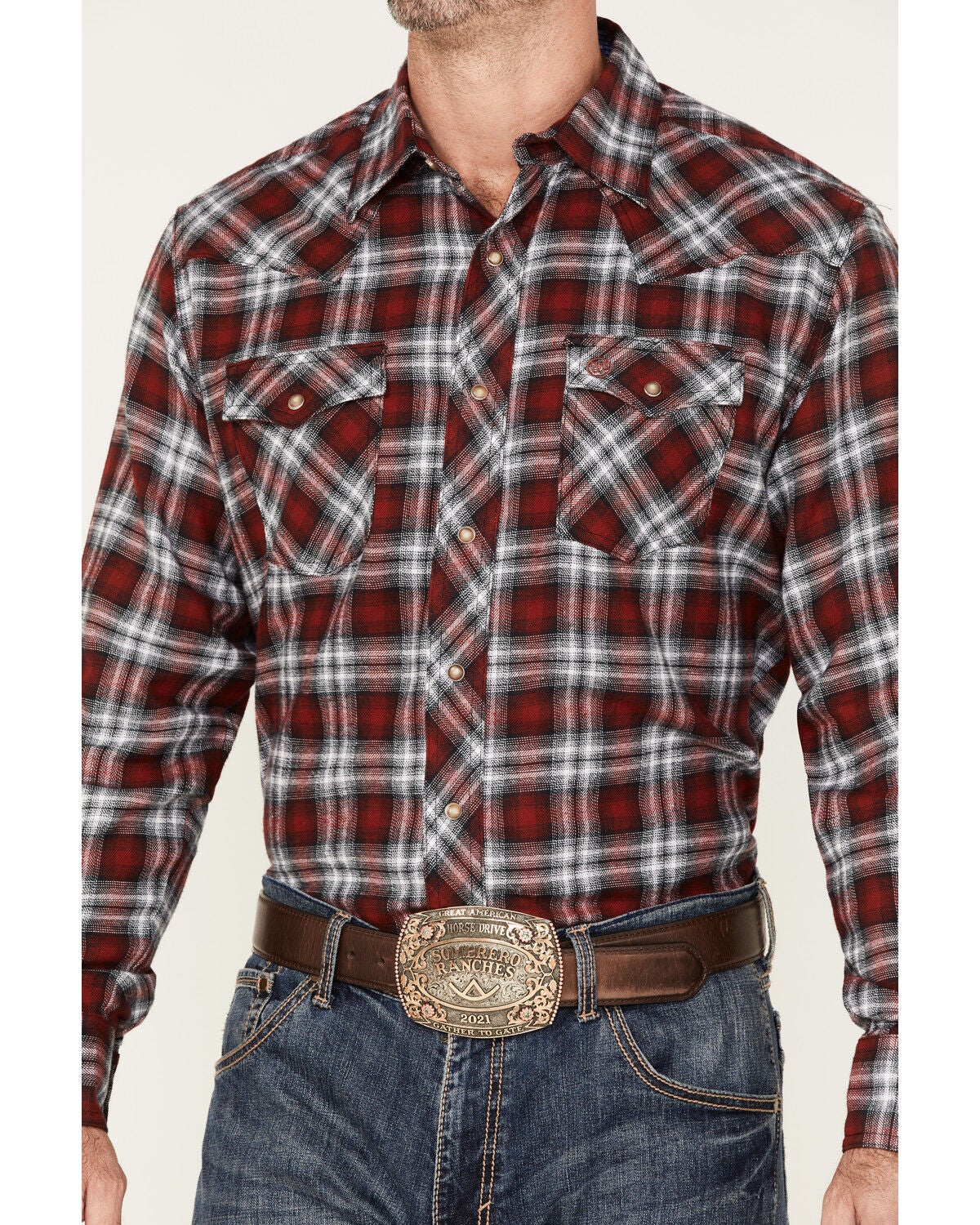 Image #3 - Wrangler Retro Men's Plaid Print Long Sleeve Snap Western Shirt, , hi-res
