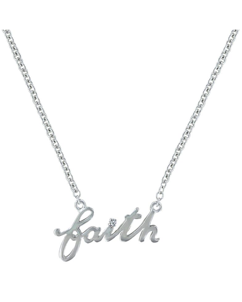 Montana Silversmiths Women's Written Faith Necklace , Silver, hi-res