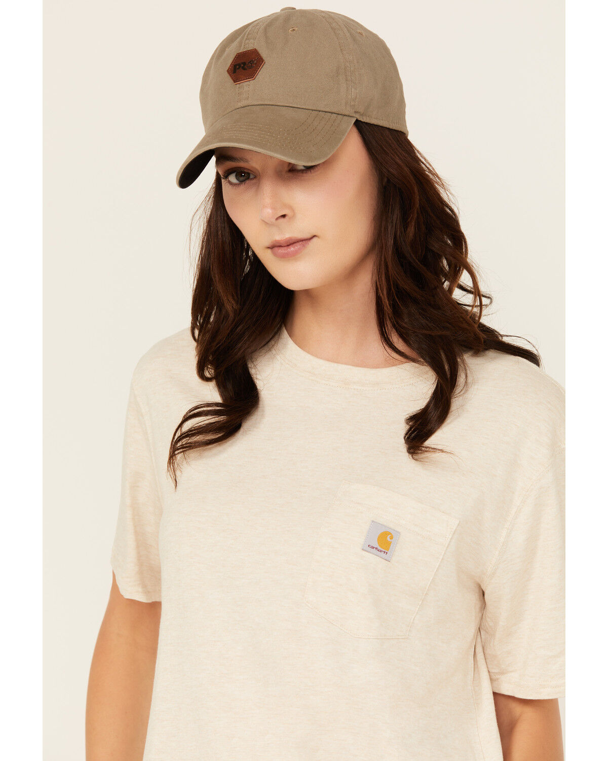 Image #2 - Carhartt Women's Tencel™ Fiber Series Loose Fit Short Sleeve Pocket Work Shirt, Oatmeal, hi-res