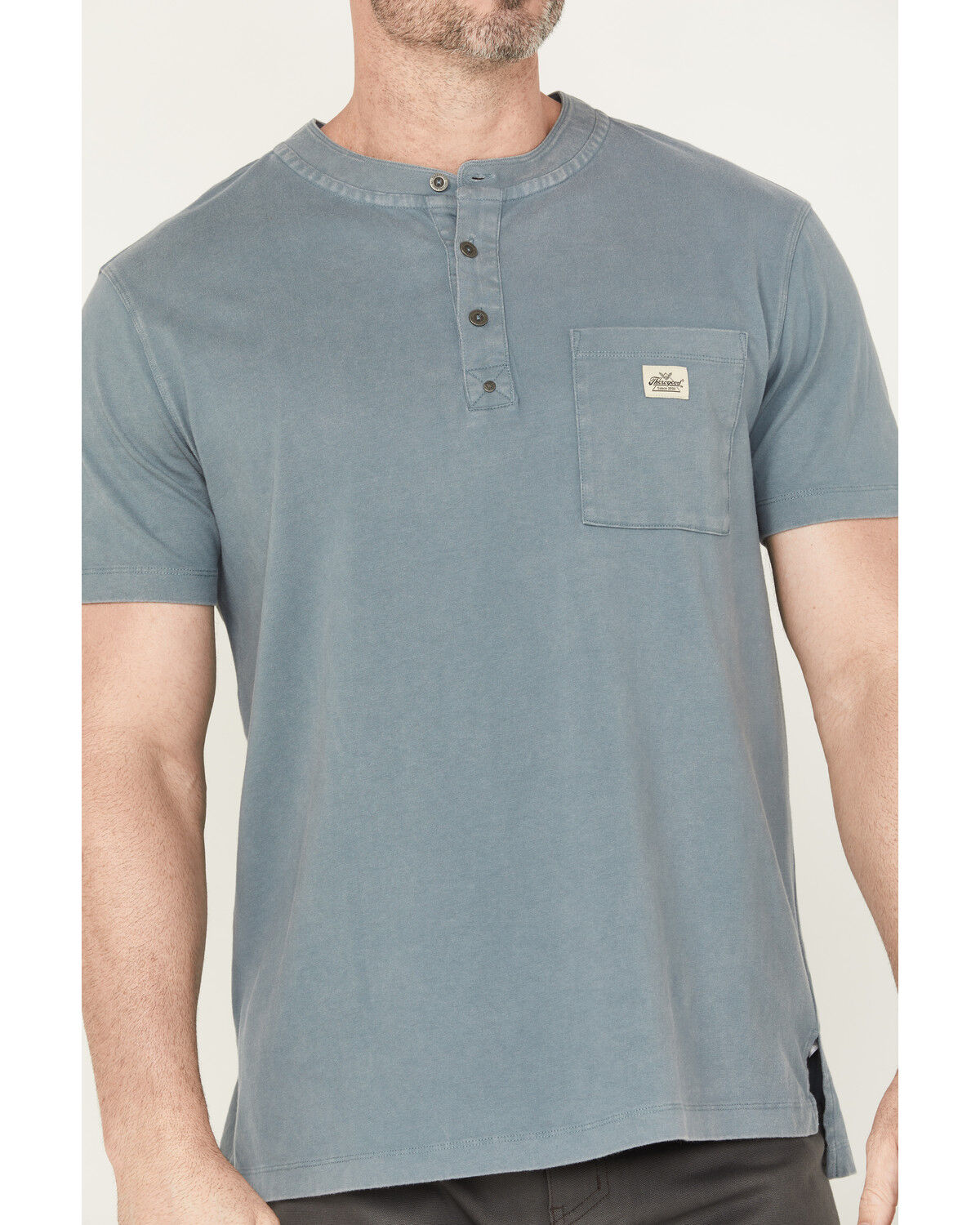 Image #3 - Thorogood Men's Vintage Wash Short Sleeve Pocket Work T-Shirt, Light Blue, hi-res