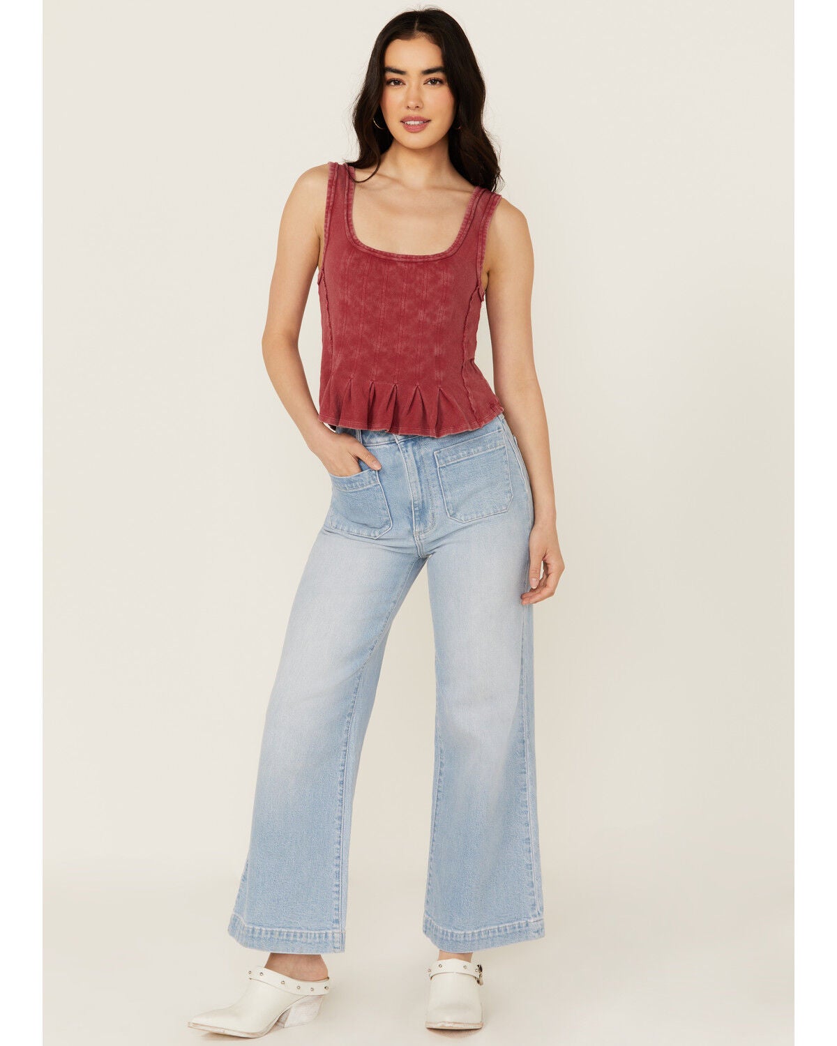 Rolla's Women's Boot Barn Exclusive Bluebird Light Wash High Rise Sailor Wide Leg Stretch Denim Jeans, Light Wash, hi-res