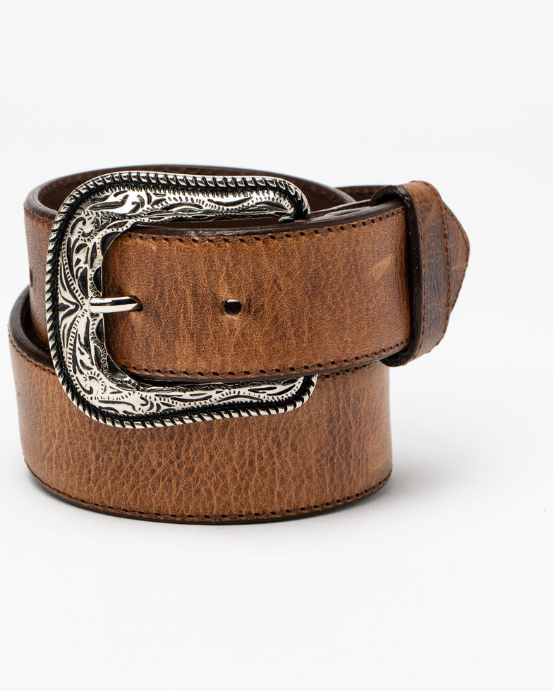 Cody James Men's Crazy Brown Billet Leather Buckle Belt , Brown, hi-res