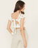 Image #4 - Wild Moss Women's Floral Embroidered Short Sleeve Cropped Shirt, White, hi-res