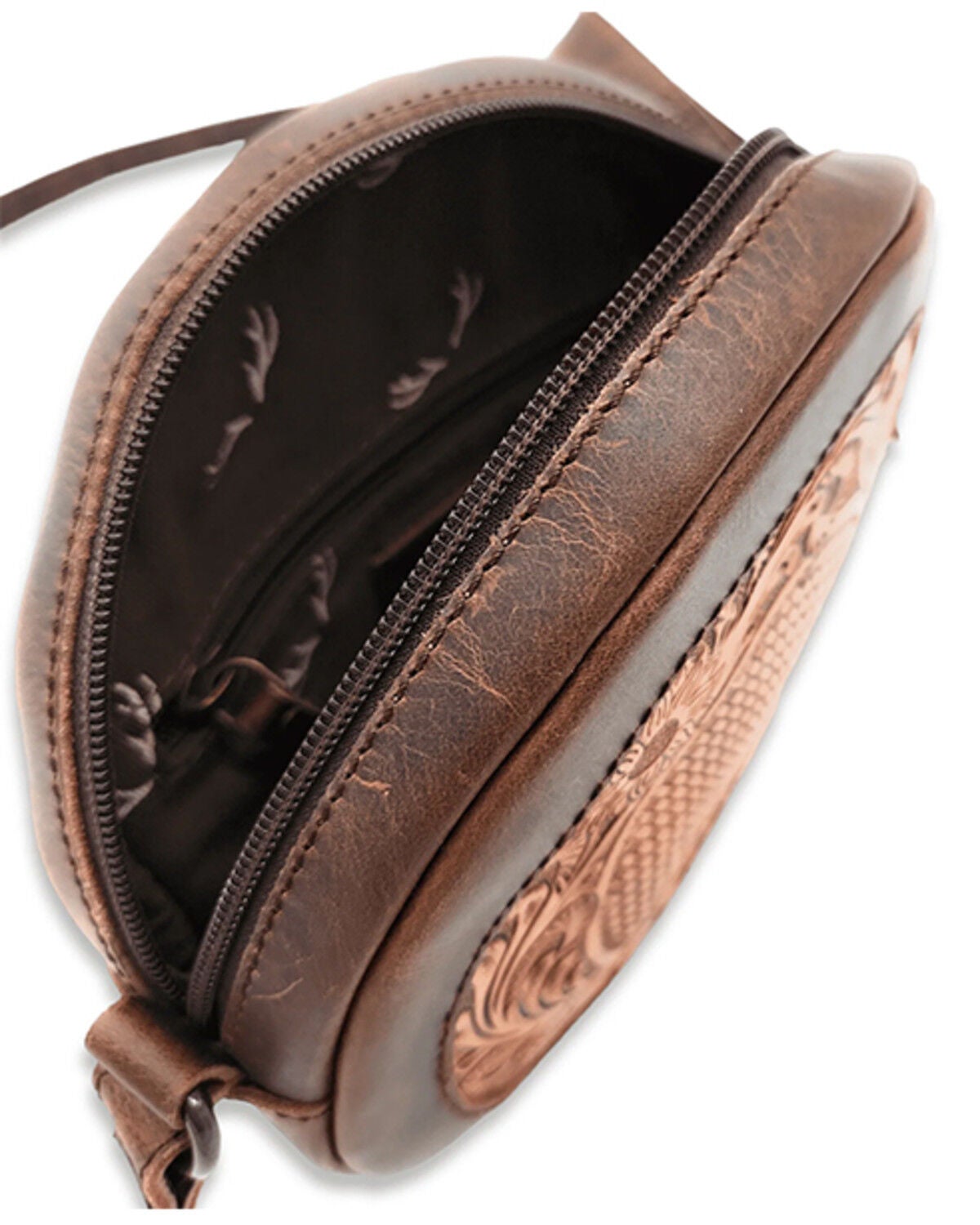 Image #5 - Ranch Junkie Women's The Rancho Canteen Burnished Tooled Leather Crossbody, Multi, hi-res