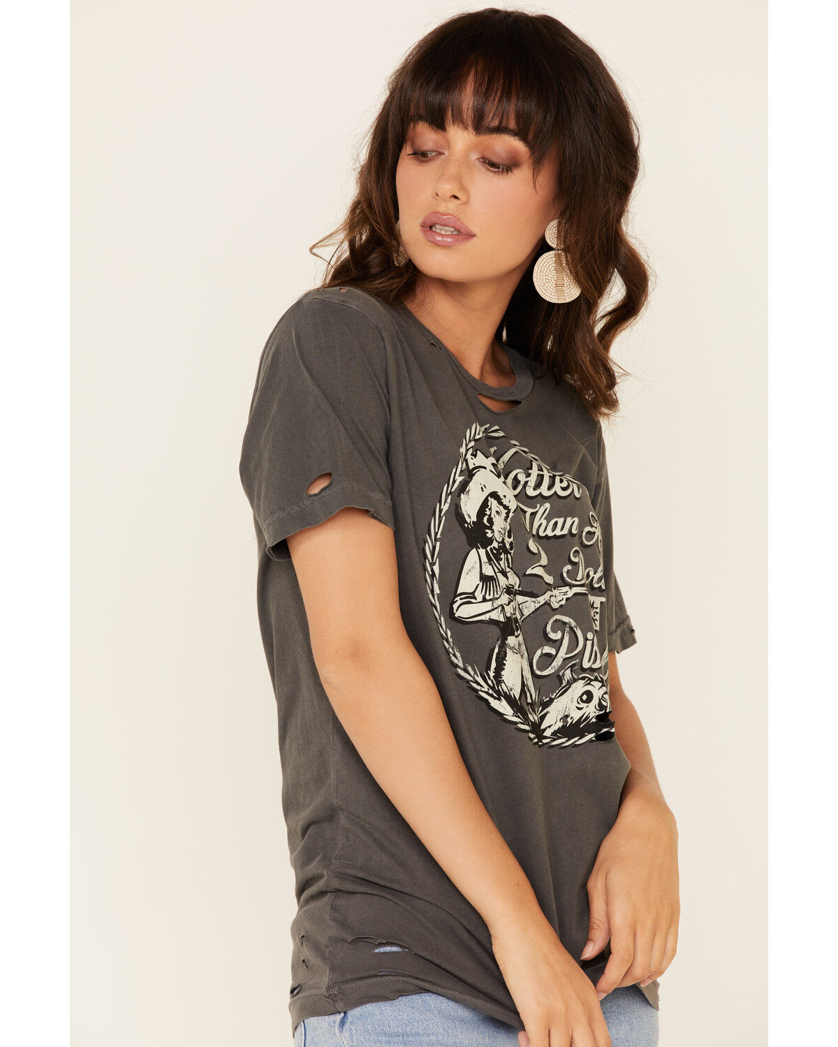 Womens distressed graphic tees