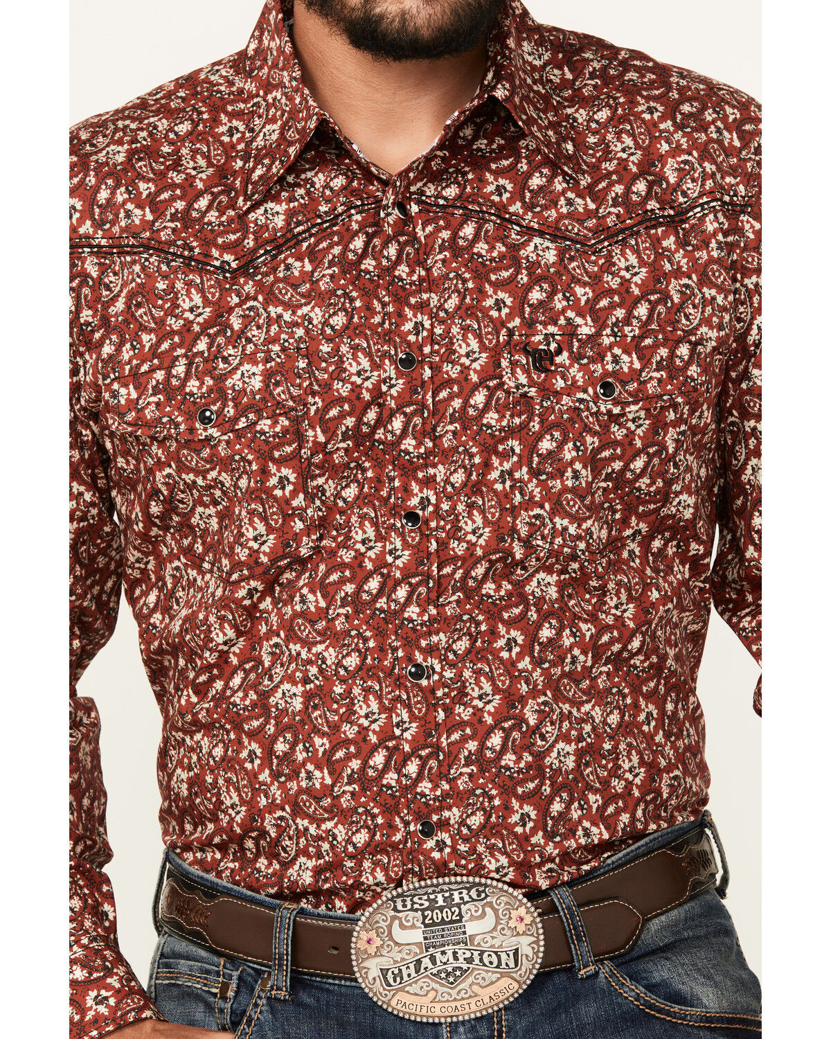 Image #3 - Cowboy Hardware Men's Range Floral Print Long Sleeve Snap Western Shirt, Burgundy, hi-res