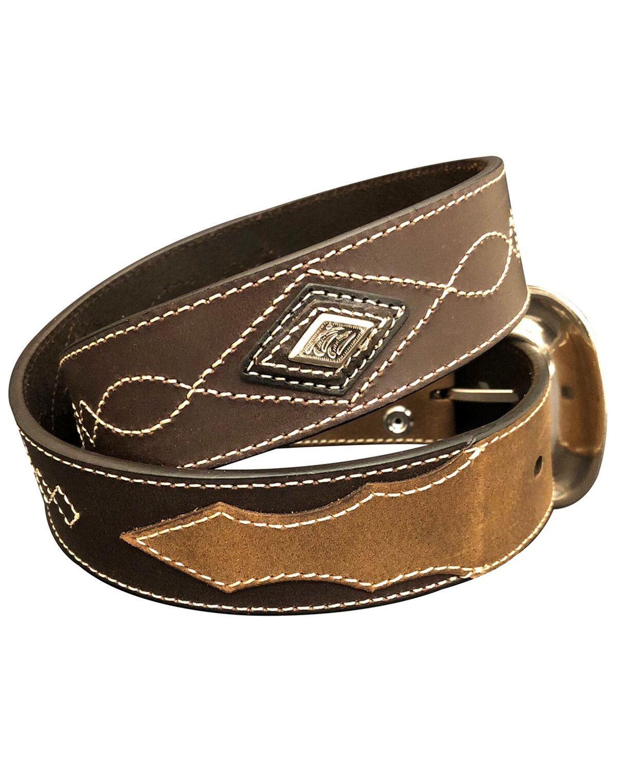 Image #2 - G-Bar-D Men's Diamond Concho Leather Belt, Brown, hi-res