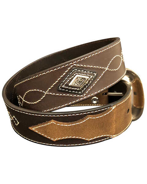 Image #2 - G-Bar-D Men's Diamond Concho Leather Belt , Brown, hi-res